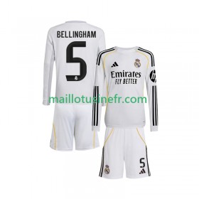 Maillot de Foot Real Madrid Jude Bellingham 5 Domicile 2025-26 Manches Longues - Enfant